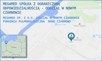 MEGAMED SP. Z O.O. ODDZIAŁ W NOWYM CZARNOWIE PORADNIA PULMONOLOGICZNA - MEGAMED SPÓŁKA Z OGRANICZONĄ ODPOWIEDZIALNOŚCIĄ - ODDZIAŁ W NOWYM CZARNOWIE - NOWE CZARNOWO 74,  NOWE CZARNOWO