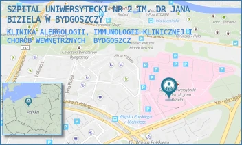KLINIKA ALERGOLOGII, IMMUNOLOGII KLINICZNEJ I CHORÓB WEWNĘTRZNYCH - SZPITAL UNIWERSYTECKI NR 2 IM. DR JANA BIZIELA W BYDGOSZCZY - UJEJSKIEGO 75,  BYDGOSZCZ