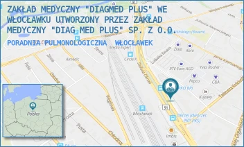 PORADNIA PULMONOLOGICZNA - ZAKŁAD MEDYCZNY "DIAGMED PLUS" WE WŁOCŁAWKU UTWORZONY PRZEZ ZAKŁAD MEDYCZNY "DIAG MED PLUS" SP. Z O.O. - OKRZEI 66,  WŁOCŁAWEK