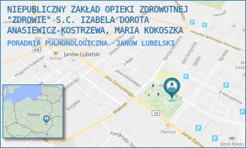 PORADNIA PULMONOLOGICZNA - NIEPUBLICZNY ZAKŁAD OPIEKI ZDROWOTNEJ "ZDROWIE" S.C. IZABELA DOROTA ANASIEWICZ-KOSTRZEWA, MARIA KOKOSZKA - JANA PAWŁA II 5,  JANÓW LUBELSKI