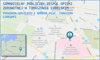 PORADNIA GRUŹLICY I CHORÓB PŁUC - SAMODZIELNY PUBLICZNY ZESPÓŁ OPIEKI ZDROWOTNEJ W TOMASZOWIE LUBELSKIM - ALEJE GRUNWALDZKIE 1,  TOMASZÓW LUBELSKI