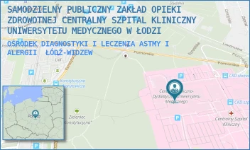 OŚRODEK DIAGNOSTYKI I LECZENIA ASTMY I ALERGII - SAMODZIELNY PUBLICZNY ZAKŁAD OPIEKI ZDROWOTNEJ CENTRALNY SZPITAL KLINICZNY UNIWERSYTETU MEDYCZNEGO W ŁODZI - UL. POMORSKA 251,  ŁÓDŹ-WIDZEW