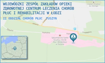 II ODDZIAŁ CHORÓB PŁUC - WOJEWÓDZKI ZESPÓŁ ZAKŁADÓW OPIEKI ZDROWOTNEJ CENTRUM LECZENIA CHORÓB PŁUC I REHABILITACJI W ŁODZI - UL. SZPITALNA 5,  TUSZYN