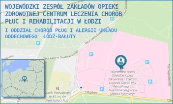 I ODDZIAŁ CHORÓB PŁUC I ALERGII UKŁADU ODDECHOWEGO - WOJEWÓDZKI ZESPÓŁ ZAKŁADÓW OPIEKI ZDROWOTNEJ CENTRUM LECZENIA CHORÓB PŁUC I REHABILITACJI W ŁODZI - UL. OKÓLNA 181,  ŁÓDŹ-BAŁUTY