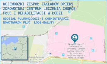 ODDZIAŁ PULMONOLOGII I CHEMIOTERAPII NOWOTWORÓW PŁUC - WOJEWÓDZKI ZESPÓŁ ZAKŁADÓW OPIEKI ZDROWOTNEJ CENTRUM LECZENIA CHORÓB PŁUC I REHABILITACJI W ŁODZI - UL. OKÓLNA 181,  ŁÓDŹ-BAŁUTY