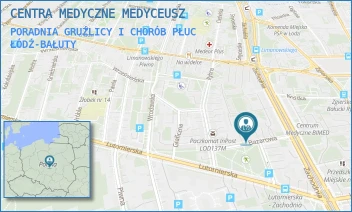 PORADNIA GRUŹLICY I CHORÓB PŁUC - CENTRA MEDYCZNE MEDYCEUSZ - UL. BAZAROWA 9,  ŁÓDŹ-BAŁUTY