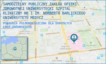 PORADNIA PULMONOLOGICZNA DLA DOROSŁYCH - SAMODZIELNY PUBLICZNY ZAKŁAD OPIEKI ZDROWOTNEJ UNIWERSYTECKI SZPITAL KLINICZNY NR 1 IM. NORBERTA BARLICKIEGO UNIWERSYTETU MEDYCZ - UL. DR. STEFANA KOPCIŃSKIEGO 22,  ŁÓDŹ-ŚRÓDMIEŚCIE