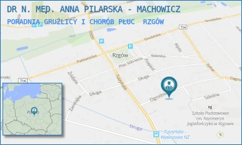 PORADNIA GRUŹLICY I CHORÓB PŁUC - DR N. MED. ANNA PILARSKA - MACHOWICZ - UL. OGRODOWA 11A,  RZGÓW