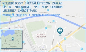 PORADNIA GRUŹLICY I CHORÓB PŁUC - NIEPUBLICZNY SPECJALISTYCZNY ZAKŁAD OPIEKI ZDROWOTNEJ "PUL-MED" CENTRUM LECZENIA CHORÓB PŁUC - UL. IŁOWSKA 1/3,  ŁOWICZ