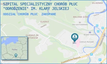 ODDZIAŁ CHORÓB PŁUC - SZPITAL SPECJALISTYCZNY CHORÓB PŁUC "ODRODZENIE" IM. KLARY JELSKIEJ - UL. GŁADKIE 1,  ZAKOPANE