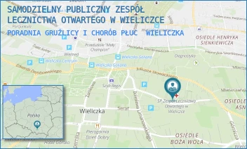 PORADNIA GRUŹLICY I CHORÓB PŁUC - SAMODZIELNY PUBLICZNY ZESPÓŁ LECZNICTWA OTWARTEGO W WIELICZCE - UL. BOLESŁAWA SZPUNARA 20,  WIELICZKA