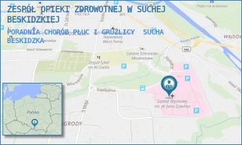 PORADNIA CHORÓB PŁUC I GRUŹLICY - ZESPÓŁ OPIEKI ZDROWOTNEJ W SUCHEJ BESKIDZKIEJ - UL. SZPITALNA 22,  SUCHA BESKIDZKA