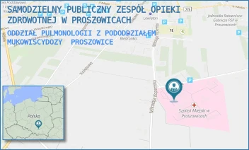 ODDZIAŁ PULMONOLOGII Z PODODDZIAŁEM MUKOWISCYDOZY - SZPITAL IM. OJCA RAFAŁA Z PROSZOWIC SAMODZIELNY PUBLICZNY ZESPÓŁ OPIEKI ZDROWOTNEJ W PROSZOWICACH - UL. MIKOŁAJA KOPERNIKA 13,  PROSZOWICE