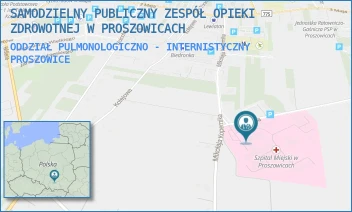 ODDZIAŁ PULMONOLOGICZNO - INTERNISTYCZNY - SZPITAL IM. OJCA RAFAŁA Z PROSZOWIC SAMODZIELNY PUBLICZNY ZESPÓŁ OPIEKI ZDROWOTNEJ W PROSZOWICACH - UL. MIKOŁAJA KOPERNIKA 13,  PROSZOWICE