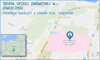 PORADNIA GRUŹLICY I CHORÓB PŁUC - ZESPÓŁ OPIEKI ZDROWOTNEJ W OŚWIĘCIMIU - UL. WYSOKIE BRZEGI 4,  OŚWIĘCIM