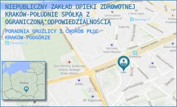 PORADNIA GRUŹLICY I CHORÓB PŁUC - NIEPUBLICZNY ZAKŁAD OPIEKI ZDROWOTNEJ KRAKÓW-POŁUDNIE SPÓŁKA Z OGRANICZONĄ ODPOWIEDZIALNOŚCIĄ - UL. SZWEDZKA 27,  KRAKÓW-PODGÓRZE