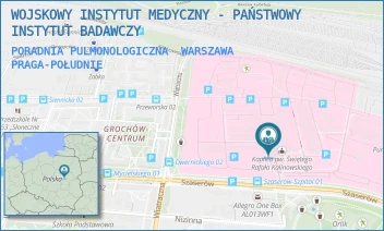 PORADNIA PULMONOLOGICZNA - WOJSKOWY INSTYTUT MEDYCZNY - PAŃSTWOWY INSTYTUT BADAWCZY - SZASERÓW 128,  WARSZAWA PRAGA-POŁUDNIE