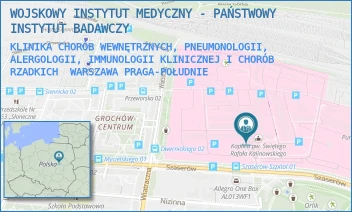 KLINIKA CHORÓB WEWNĘTRZNYCH, PNEUMONOLOGII, ALERGOLOGII, IMMUNOLOGII KLINICZNEJ I CHORÓB RZADKICH - WOJSKOWY INSTYTUT MEDYCZNY - PAŃSTWOWY INSTYTUT BADAWCZY - SZASERÓW 128,  WARSZAWA PRAGA-POŁUDNIE