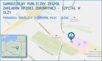 PORADNIA GRUŹLICY I CHORÓB PŁUC - SAMODZIELNY PUBLICZNY ZESPÓŁ ZAKŁADÓW OPIEKI ZDROWOTNEJ - SZPITAL W IŁŻY - DANUTY SIEDZIKÓWNY "INKI" 4,  IŁŻA
