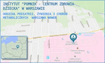 ODDZIAŁ PEDIATRII, ŻYWIENIA I CHORÓB METABOLICZNYCH - INSTYTUT "POMNIK - CENTRUM ZDROWIA DZIECKA" - ALEJA DZIECI POLSKICH 20,  WARSZAWA WAWER