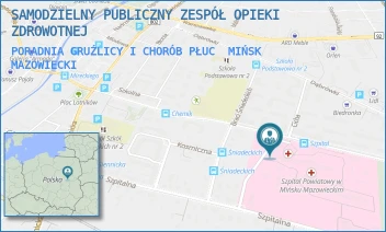 PORADNIA GRUŹLICY I CHORÓB PŁUC - SAMODZIELNY PUBLICZNY ZESPÓŁ OPIEKI ZDROWOTNEJ - SZPITALNA 37,  MIŃSK MAZOWIECKI