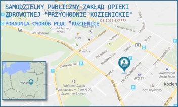 PORADNIA CHORÓB PŁUC - SAMODZIELNY PUBLICZNY ZAKŁAD OPIEKI ZDROWOTNEJ "PRZYCHODNIE KOZIENICKIE" - SIENKIEWICZA 28,  KOZIENICE
