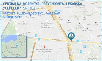 GABINET PULMONOLOGICZNY - CENTRALNA WOJSKOWA PRZYCHODNIA LEKARSKA "CEPELEK" SP ZOZ - KOSZYKOWA 78,  WARSZAWA ŚRÓDMIEŚCIE