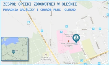PORADNIA GRUŹLICY I CHORÓB PŁUC - ZESPÓŁ OPIEKI ZDROWOTNEJ W OLEŚNIE - UL. KLONOWA 1,  OLESNO