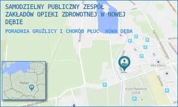 PORADNIA GRUŹLICY I CHORÓB PŁUC - SAMODZIELNY PUBLICZNY ZESPÓŁ ZAKŁADÓW OPIEKI ZDROWOTNEJ W NOWEJ DĘBIE - UL. KOŚCIUSZKI 1,  NOWA DĘBA