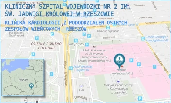 KLINIKA KARDIOLOGII Z PODODDZIAŁEM OSTRYCH ZESPOŁÓW WIEŃCOWYCH - KLINICZNY SZPITAL WOJEWÓDZKI IM. ŚW. JADWIGI KRÓLOWEJ W RZESZOWIE - UL. LWOWSKA 60,  RZESZÓW