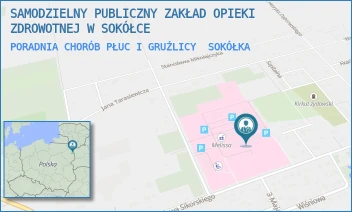 PORADNIA CHORÓB PŁUC I GRUŹLICY - SAMODZIELNY PUBLICZNY ZAKŁAD OPIEKI ZDROWOTNEJ W SOKÓŁCE - GEN. WŁADYSŁAWA SIKORSKIEGO 40, SOKÓŁKA