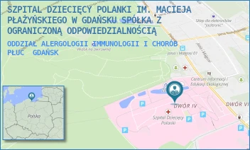 ODDZIAŁ ALERGOLOGII IMMUNOLOGII I CHORÓB PŁUC - SZPITAL DZIECIĘCY POLANKI IM. MACIEJA PŁAŻYŃSKIEGO W GDAŃSKU SPÓŁKA Z OGRANICZONĄ ODPOWIEDZIALNOŚCIĄ - UL. POLANKI 119,  GDAŃSK