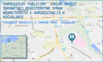 PORADNIA GRUŹLICY I CHORÓB PŁUC - SAMODZIELNY PUBLICZNY  ZAKŁAD OPIEKI ZDROWOTNEJ MINISTERSTWA SPRAW WEWNĘTRZNYCH I ADMINISTRACJI W KOSZALINIE - SZPITALNA 2,  KOSZALIN