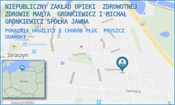 PORADNIA GRUŹLICY I CHORÓB PŁUC - NIEPUBLICZNY ZAKŁAD OPIEKI  ZDROWOTNEJ ZDROWIE MARTA  GRONKIEWICZ I MICHAŁ GRONKIEWICZ SPÓŁKA JAWNA - UL. CYPRYSOWA 2/2,  PRUSZCZ GDAŃSKI