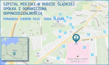 PORADNIA CHORÓB PŁUC - SZPITAL MIEJSKI W RUDZIE ŚLĄSKIEJ SPÓŁKA Z OGRANICZONĄ ODPOWIEDZIALNOŚCIĄ - UL. GŁÓWNA 11,  RUDA ŚLĄSKA