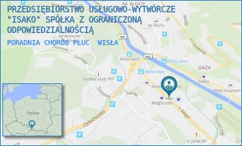 PORADNIA CHORÓB PŁUC - PRZEDSIĘBIORSTWO USŁUGOWO-WYTWÓRCZE "ISAKO" SPÓŁKA Z OGRANICZONĄ ODPOWIEDZIALNOŚCIĄ - UL. 1 MAJA 42,  WISŁA