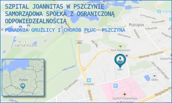 PORADNIA GRUŹLICY I CHORÓB PŁUC - SZPITAL JOANNITAS W PSZCZYNIE SAMORZĄDOWA SPÓŁKA Z OGRANICZONĄ ODPOWIEDZIALNOŚCIĄ W RESTRUKTURYZACJI - UL. DR. WITOLDA ANTESA 4A,  PSZCZYNA