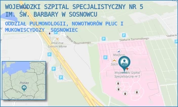 ODDZIAŁ PULMONOLOGII, NOWOTWORÓW PŁUC I MUKOWISCYDOZY - WOJEWÓDZKI SZPITAL SPECJALISTYCZNY NR 5 IM. ŚW. BARBARY W SOSNOWCU - UL. PLAC MEDYKÓW 1,  SOSNOWIEC