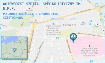 PORADNIA GRUŹLICY I CHORÓB PŁUC - WOJEWÓDZKI SZPITAL SPECJALISTYCZNY IM. N.M.P. - POLSKIEGO CZERWONEGO KRZYŻA 7,  CZĘSTOCHOWA
