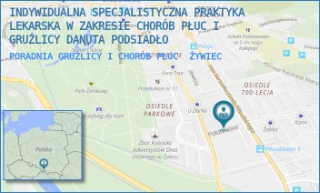 PORADNIA GRUŹLICY I CHORÓB PŁUC - INDYWIDUALNA SPECJALISTYCZNA PRAKTYKA LEKARSKA W ZAKRESIE CHORÓB PŁUC I GRUŹLICY DANUTA PODSIADŁO - AL. PIŁSUDSKIEGO 76,  ŻYWIEC