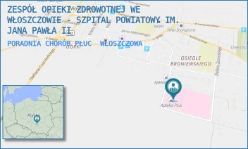PORADNIA CHORÓB PŁUC - ZESPÓŁ OPIEKI ZDROWOTNEJ WE WŁOSZCZOWIE - SZPITAL POWIATOWY IM. JANA PAWŁA II - ŻEROMSKIEGO 28,  WŁOSZCZOWA
