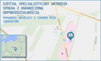 PORADNIA GRUŹLICY I CHORÓB PŁUC - SZPITAL SPECJALISTYCZNY ARTMEDIK SPÓŁKA Z OGRANICZONĄ ODPOWIEDZIALNOŚCIĄ - MAŁOGOSKA 25,  JĘDRZEJÓW