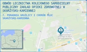 7. PORADNIA GRUŹLICY I CHORÓB PŁUC - OBWÓD LECZNICTWA KOLEJOWEGO SAMODZIELNY PUBLICZNY ZAKŁAD OPIEKI ZDROWOTNEJ W SKARŻYSKU-KAMIENNEJ - SOKOLA 50,  SKARŻYSKO-KAMIENNA
