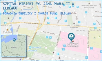 PORADNIA GRUŹLICY I CHORÓB PŁUC - SZPITAL MIEJSKI ŚW. JANA PAWŁA II W ELBLĄGU - ŻEROMSKIEGO 22,  ELBLĄG