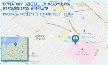 PORADNIA GRUŹLICY I CHORÓB PŁUC - POWIATOWY SZPITAL IM.WŁADYSŁAWA BIEGAŃSKIEGO W IŁAWIE - GEN. WŁADYSŁAWA ANDERSA 3,  IŁAWA