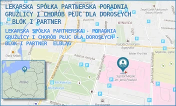 LEKARSKA SPÓŁKA PARTNERSKA - PORADNIA GRUŹLICY I CHORÓB PŁUC DLA DOROSŁYCH - BLOK I PARTNER - LEKARSKA SPÓŁKA PARTNERSKA PORADNIA GRUŹLICY I CHORÓB PŁUC DLA DOROSŁYCH - BLOK I PARTNER - ŻEROMSKIEGO 22,  ELBLĄG