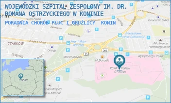 PORADNIA CHORÓB PŁUC I GRUŹLICY - WOJEWÓDZKI SZPITAL ZESPOLONY IM. DR. ROMANA OSTRZYCKIEGO W KONINIE - KARDYNAŁA S. WYSZYŃSKIEGO 1,  KONIN