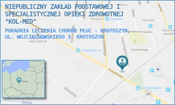 PORADNIA LECZENIA CHORÓB PŁUC - KROTOSZYN, UL. WOJCIECHOWSKIEGO 3 - NIEPUBLICZNY ZAKŁAD PODSTAWOWEJ I SPECJALISTYCZNEJ OPIEKI ZDROWOTNEJ "KOL-MED" - WOJCIECHOWSKIEGO 3,  KROTOSZYN