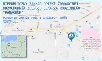 PORADNIA CHORÓB PŁUC I GRUŹLICY - NIEPUBLICZNY ZAKŁAD OPIEKI ZDROWOTNEJ PRZYCHODNIA ZESPOŁU LEKARZA RODZINNEGO "PANACEUM" - UL. POZNAŃSKA 30,  NOWY TOMYŚL
