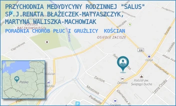 PORADNIA CHORÓB PŁUC I GRUŹLICY - PRZYCHODNIA MEDYDYCYNY RODZINNEJ "SALUS" SP.J.RENATA BŁAŻECZEK-MATYASZCZYK, MARTYNA WALISZKA-MACHOWIAK - ŚW. DUCHA 1,  KOŚCIAN